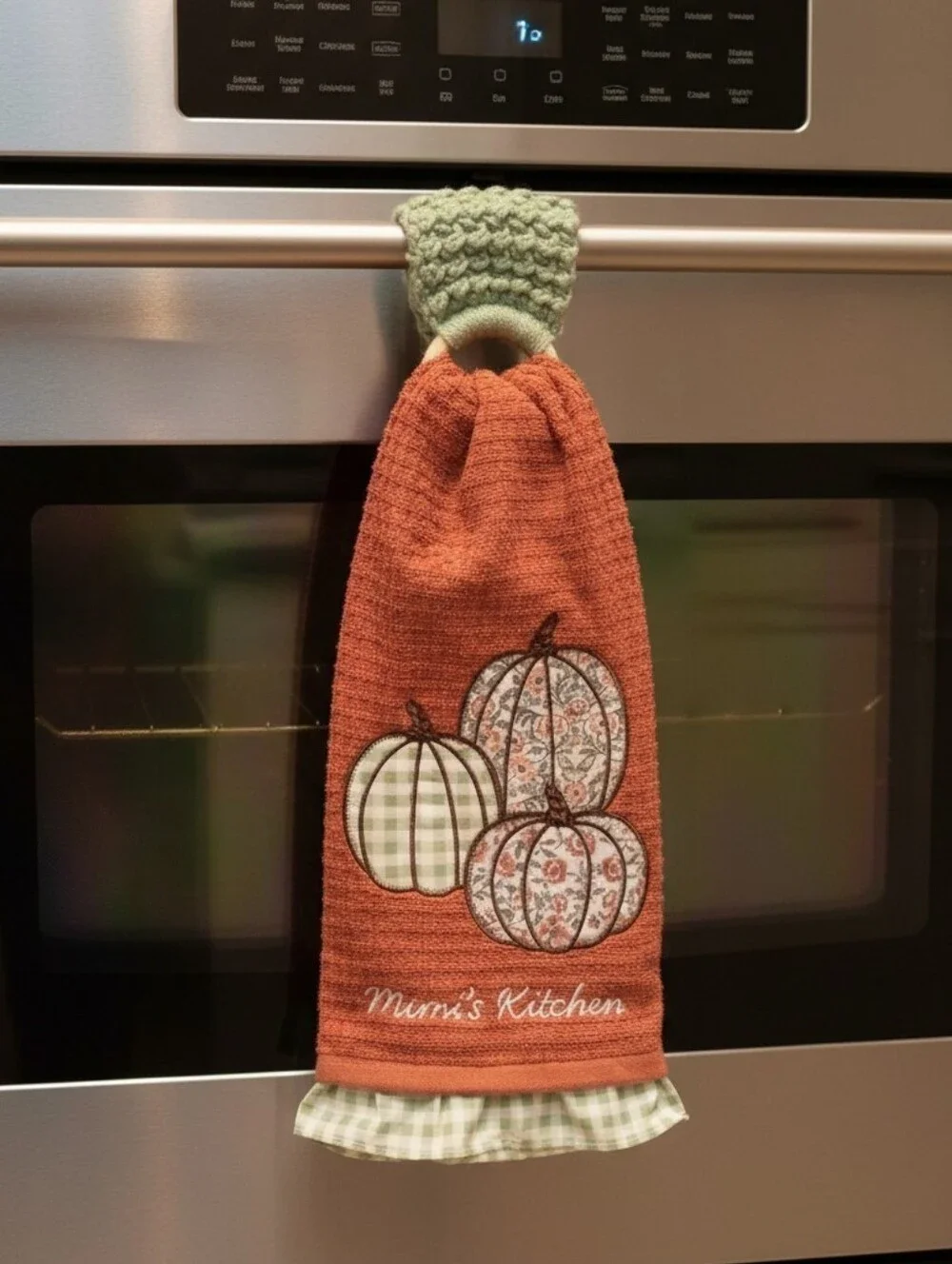 Mimi' Kitchen Shabby Chic Dish Towel & Crochet Towel Holder NWOT